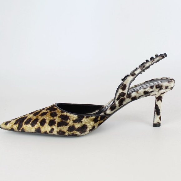 NEW Alexander Wang Leopard Slingback Heels | Bold Velvet Logo Pumps for Events - Picture 4 of 14